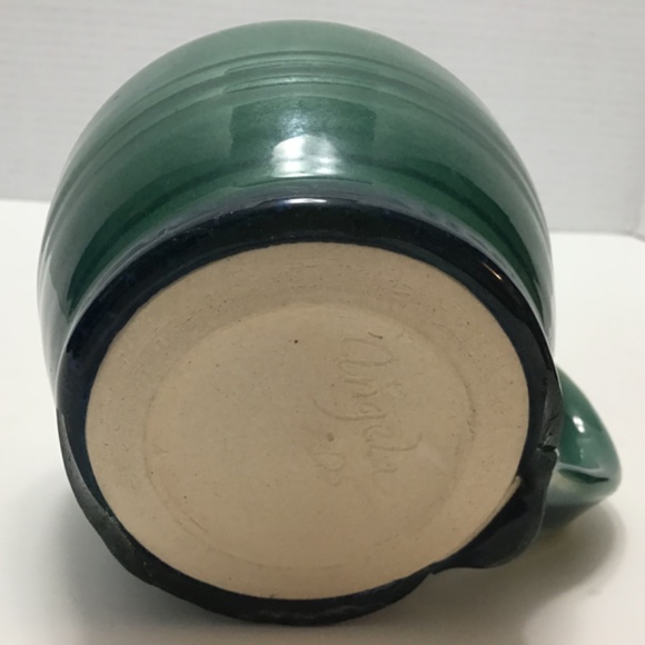 Beautiful Ceramic Pottery Teal Green Blue Mug Signed by Angela 05 - Picture 6 of 6